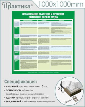 С36 Стенд организация обучения и проверка знаний по охране труда (1000х1000 мм, пластик ПВХ 3 мм, алюминиевый багет серебренного цвета) - Стенды - Стенды по охране труда - Магазин охраны труда Протекторшоп